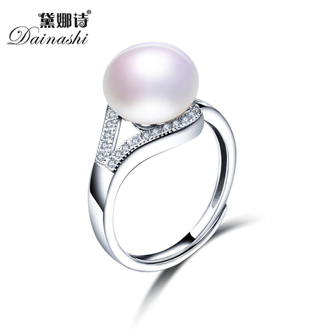 2017 New Trendy Pearl Jewelry Luxury Rings 100% Genuine Real Natural Freshwater Pearl Adjustable Ring For Mother Gift With Box