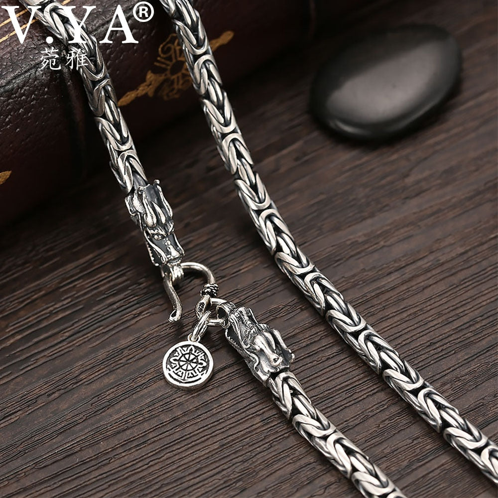 V.YA S925 Men's Chains 925 Sterling Silver Necklace Men Dragon