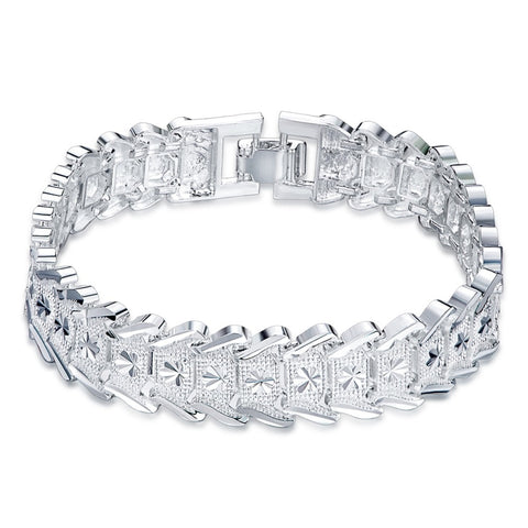 VC90 Elegant 925 Sterling Silver Zirconia stone  Wide Bracelet Female for  Wedding Jewelry