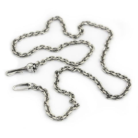 USA Located 925 Sterling Silver Skull Hook Clasp 4mm Square Link Necklace TA35 24inches 4PX
